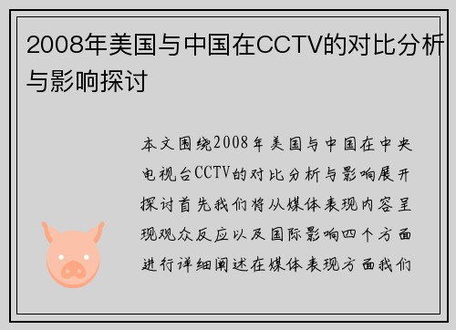 2008年美国与中国在CCTV的对比分析与影响探讨